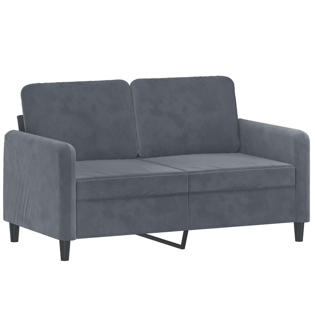 2-seater sofa with decorative cushions dark grey 120 cm velvet