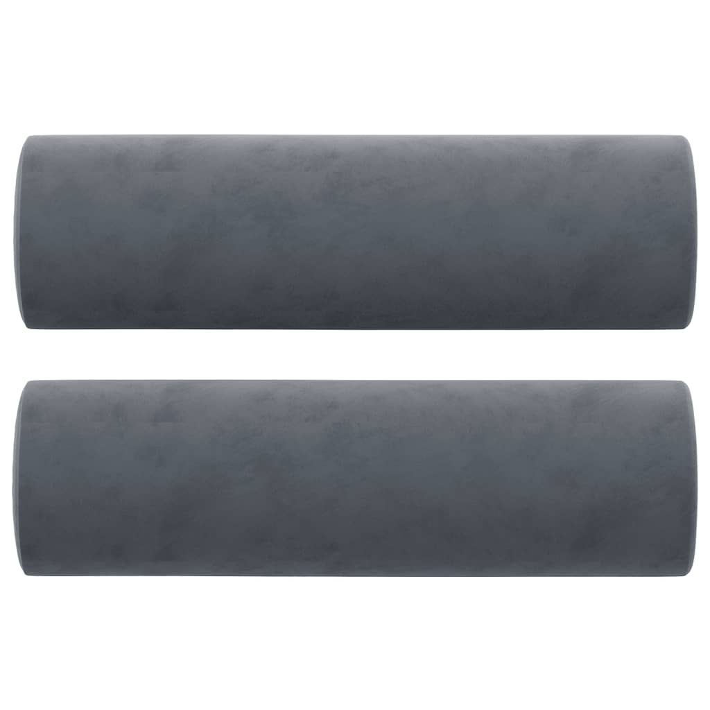 2-seater sofa with decorative cushions dark grey 120 cm velvet