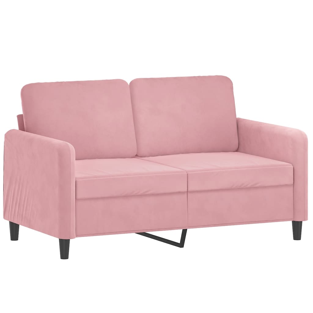 2-seater sofa with decorative cushions pink 120 cm velvet