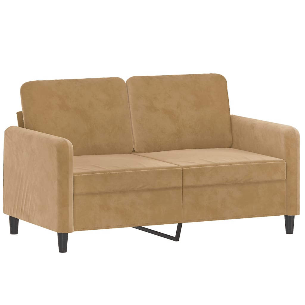 2-seater sofa with decorative cushions brown 120 cm velvet
