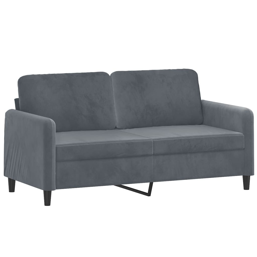 2-seater sofa with decorative cushions dark grey 140 cm velvet