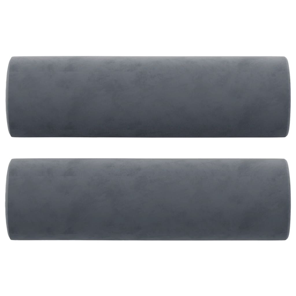 2-seater sofa with decorative cushions dark grey 140 cm velvet