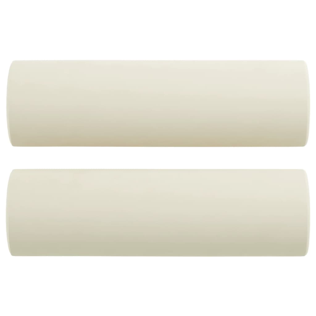 2-seater sofa with decorative cushions cream 140 cm velvet