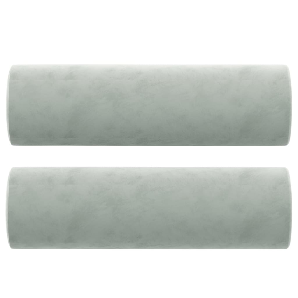 3-seater sofa with decorative cushions light grey 180 cm velvet
