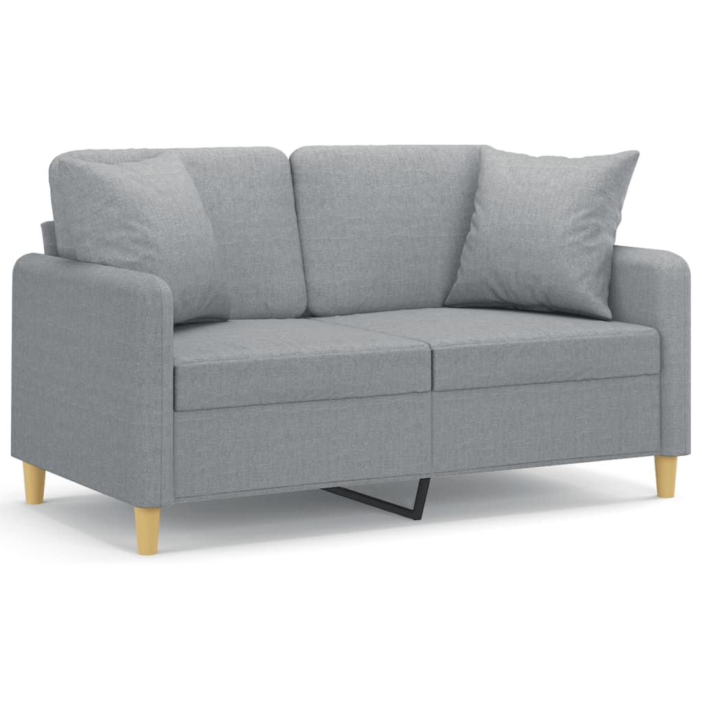2-seater sofa with decorative cushions light grey 120 cm fabric