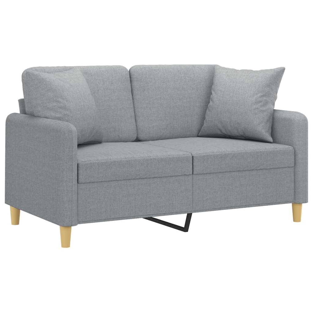 2-seater sofa with decorative cushions light grey 120 cm fabric