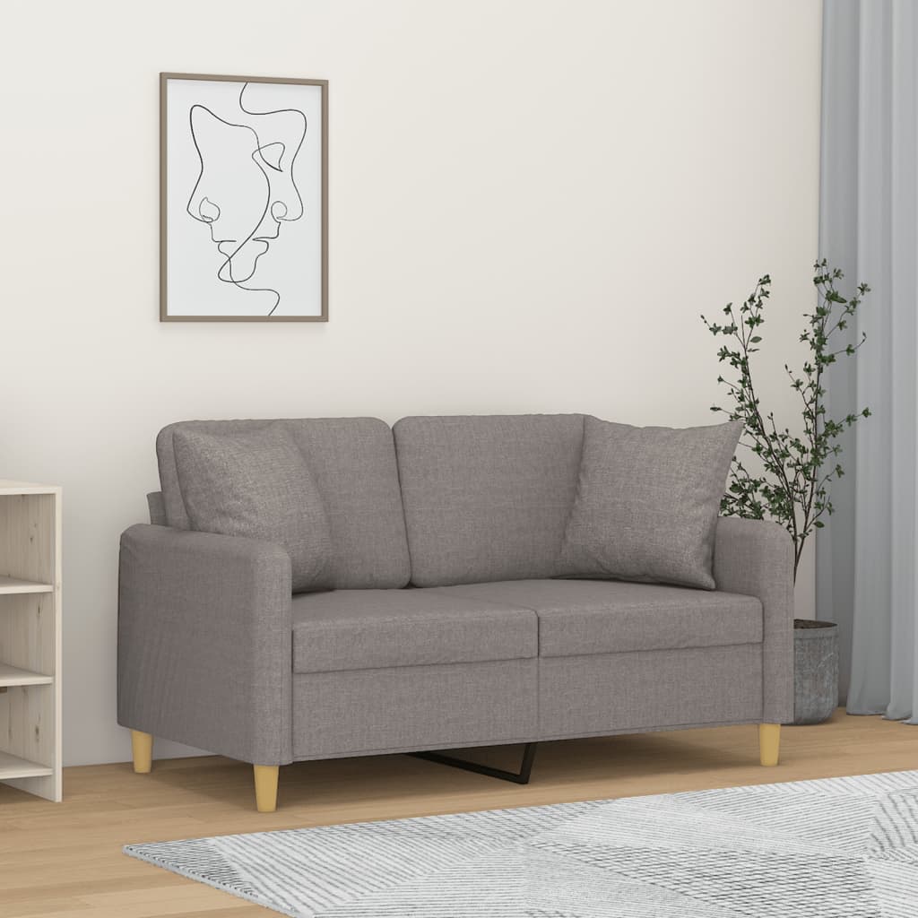 2-seater sofa with decorative cushions light grey 120 cm fabric