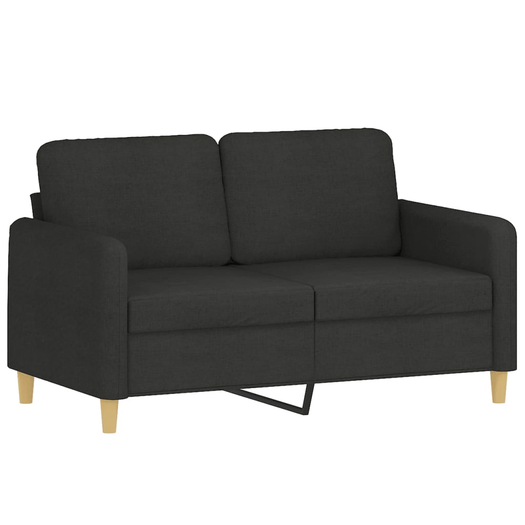 2-seater sofa with decorative cushions, black 120 cm fabric