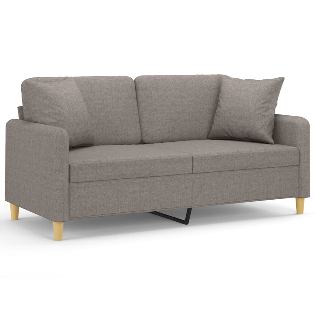 2-seater sofa with decorative cushions taupe 140 cm fabric