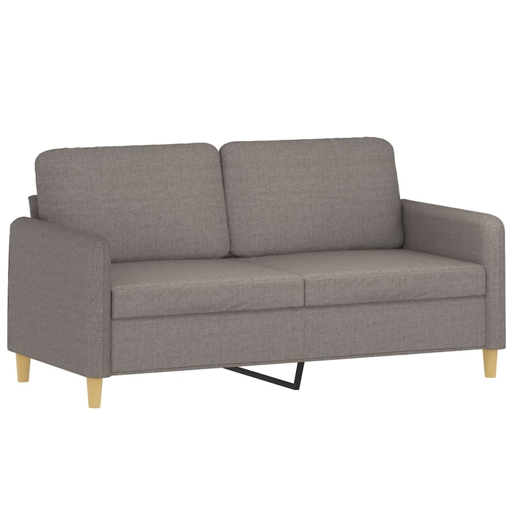 2-seater sofa with decorative cushions taupe 140 cm fabric