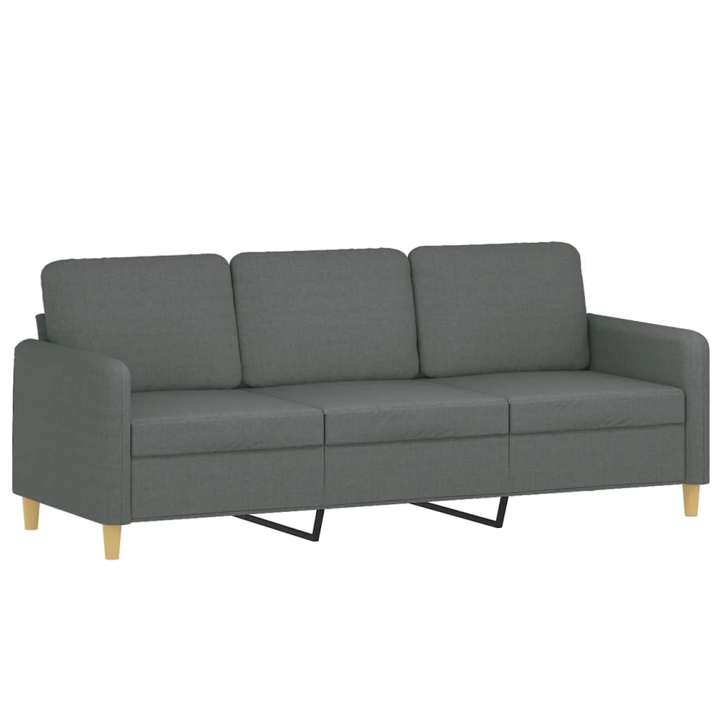 3-seater sofa with decorative cushions dark grey 180 cm fabric