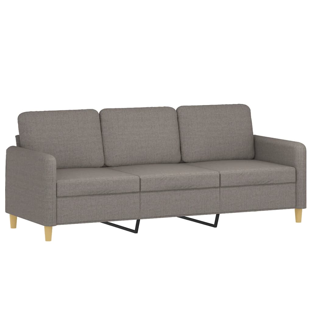 3-seater sofa with decorative cushions taupe 180 cm fabric