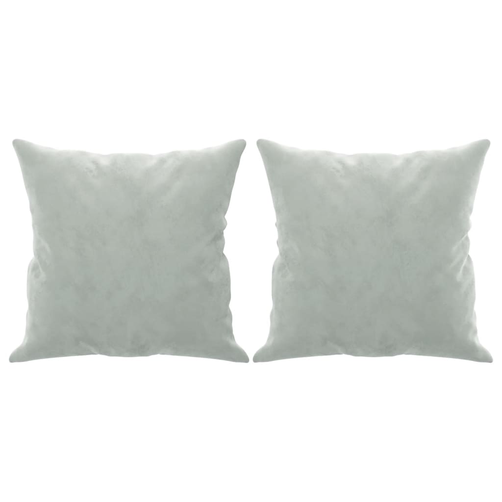 2-seater sofa with decorative cushions light grey 120 cm velvet