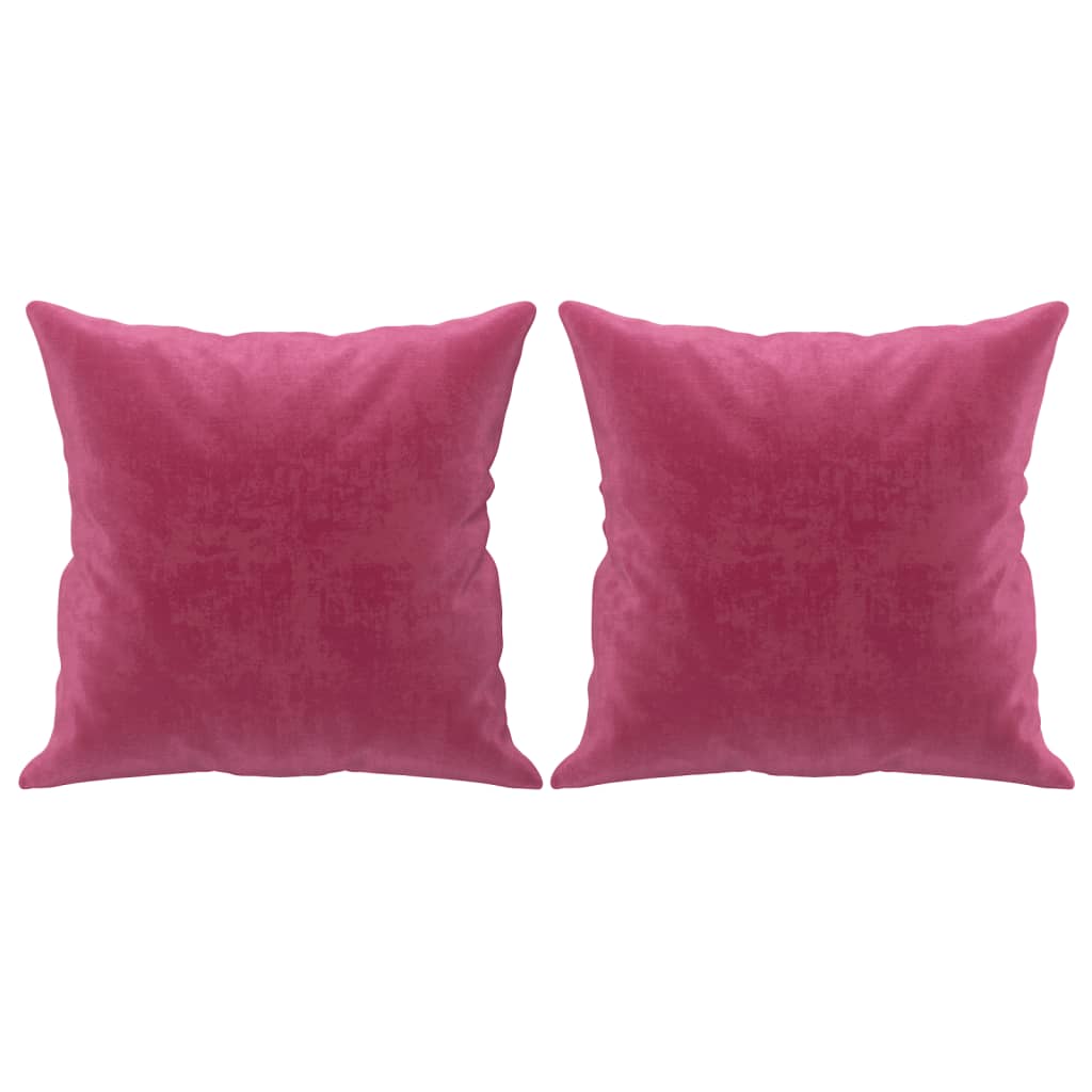 2-seater sofa with decorative cushions wine red 120 cm velvet