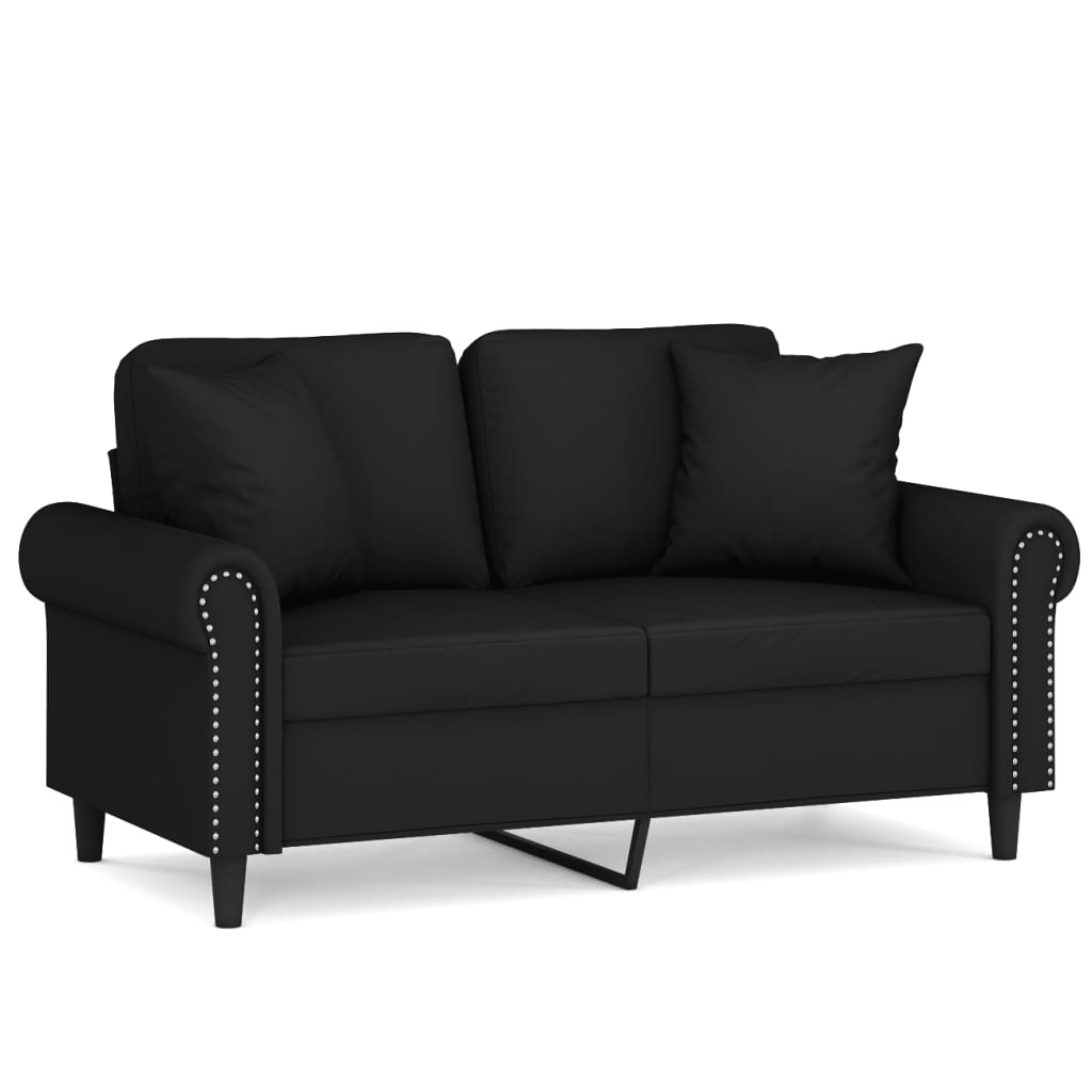 2-seater sofa with decorative cushions black 120 cm velvet