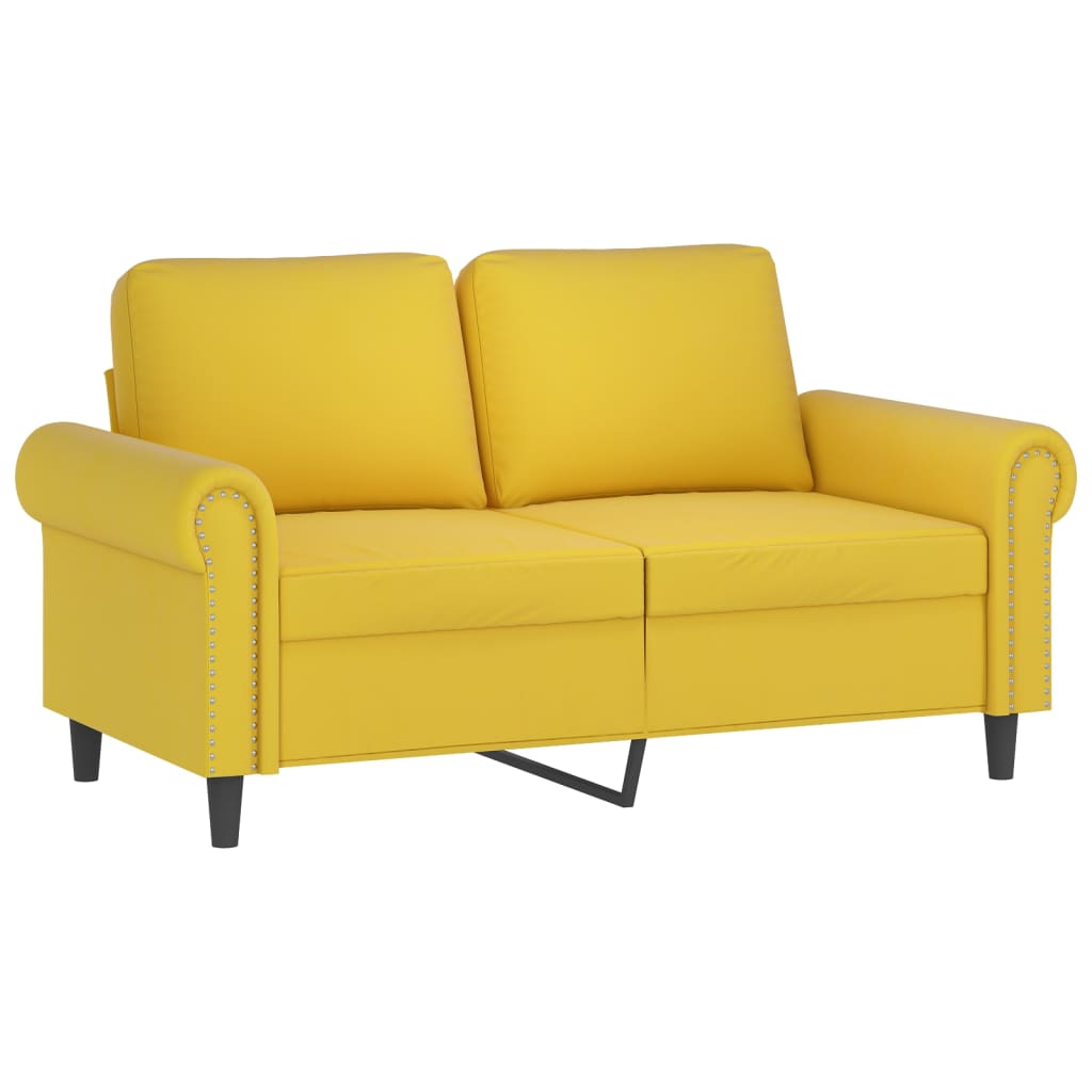 2-seater sofa with decorative cushions yellow 120 cm velvet