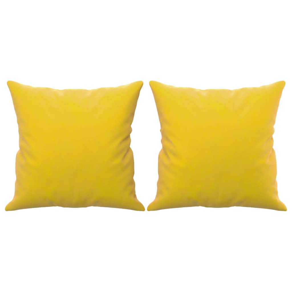 2-seater sofa with decorative cushions yellow 120 cm velvet