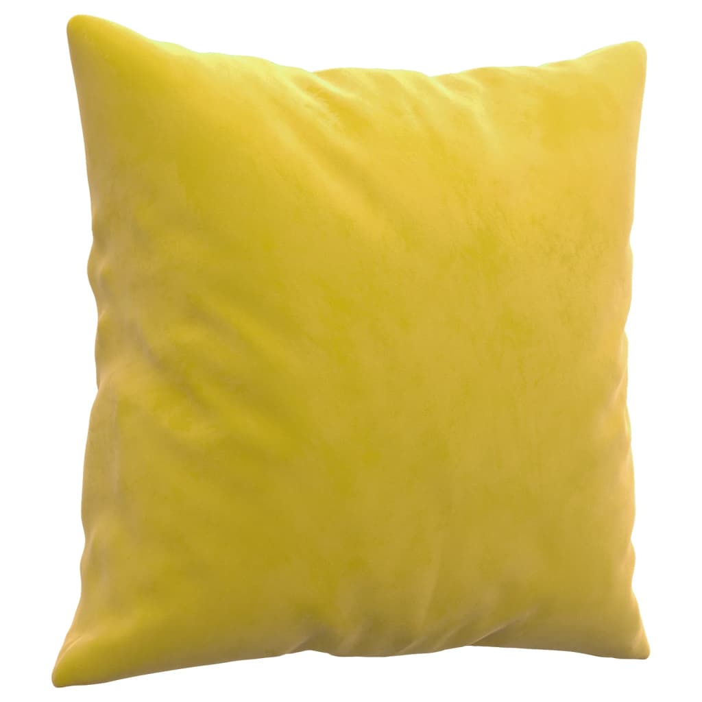 2-seater sofa with decorative cushions yellow 120 cm velvet