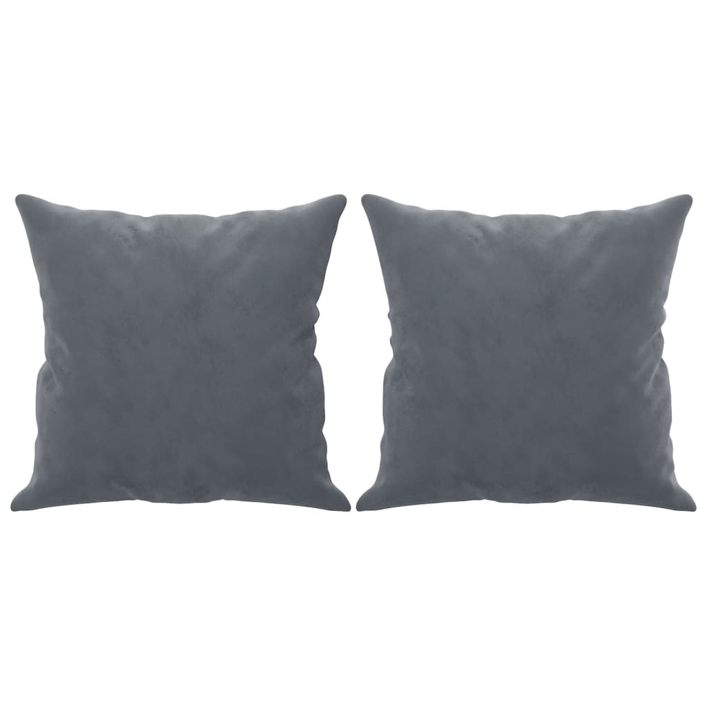 2-seater sofa with decorative cushions dark grey 140 cm velvet