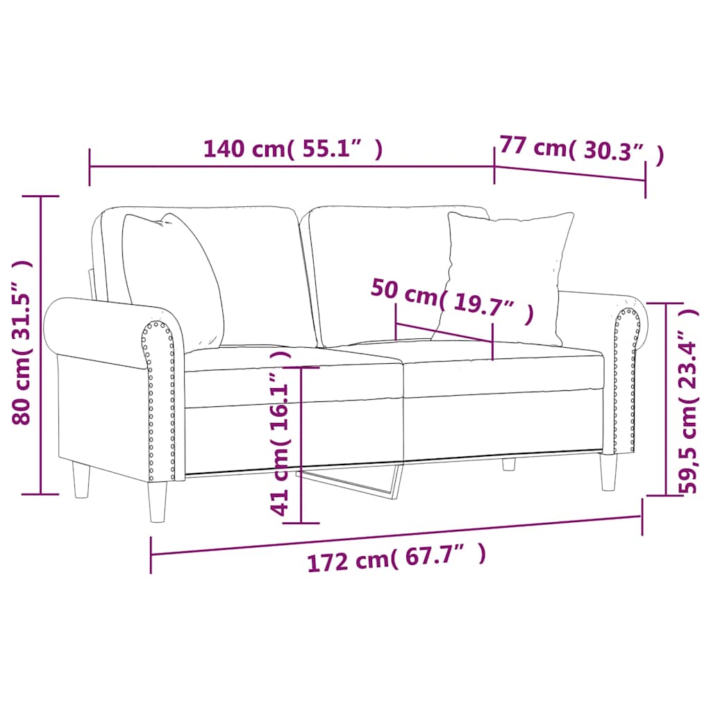 2-Sitzer-Sofa mit Zierkissen Dunkelgrün 140 cm Samt