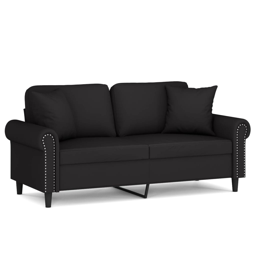 2-seater sofa with decorative cushions black 140 cm velvet