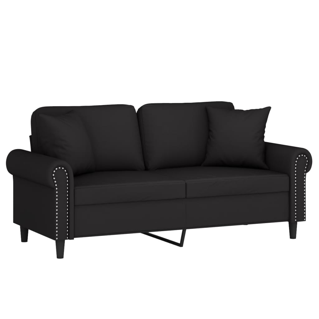2-seater sofa with decorative cushions black 140 cm velvet