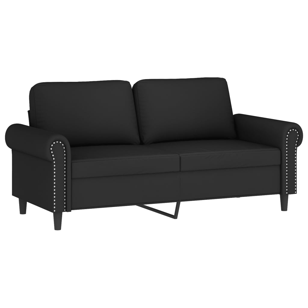 2-seater sofa with decorative cushions black 140 cm velvet