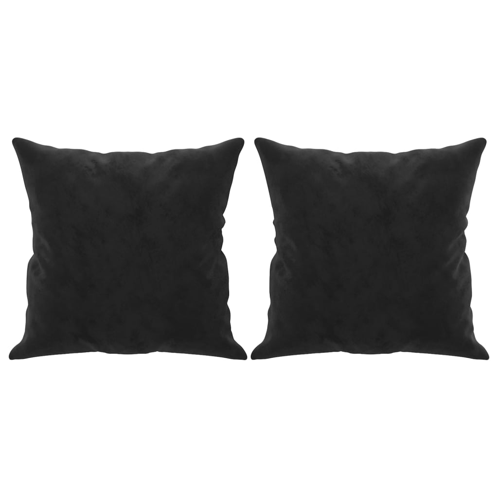 2-seater sofa with decorative cushions black 140 cm velvet