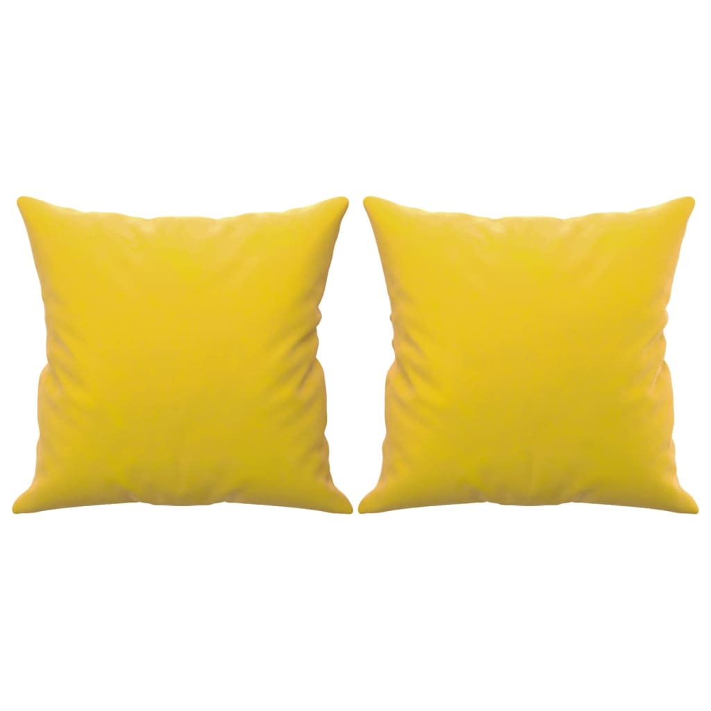 3-seater sofa with decorative cushions yellow 180 cm velvet
