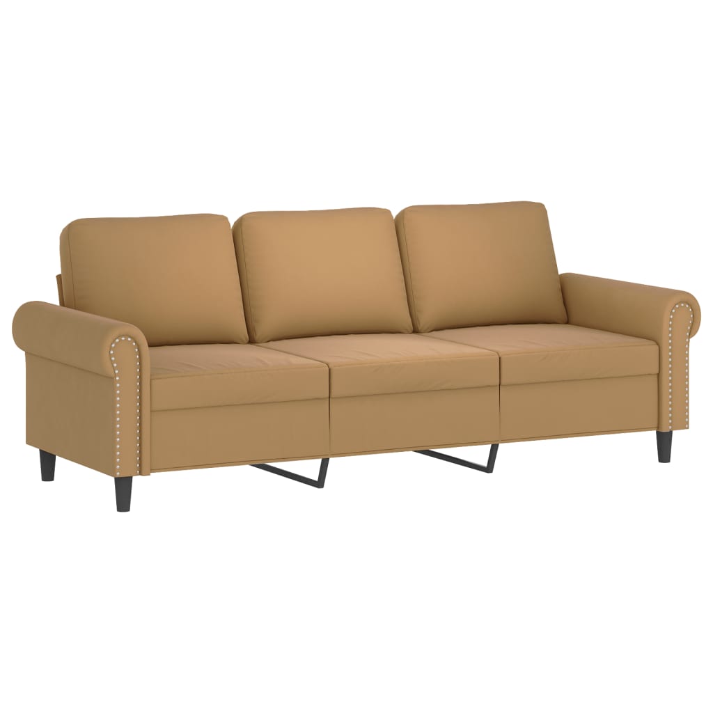 3-seater sofa with decorative cushions brown 180 cm velvet