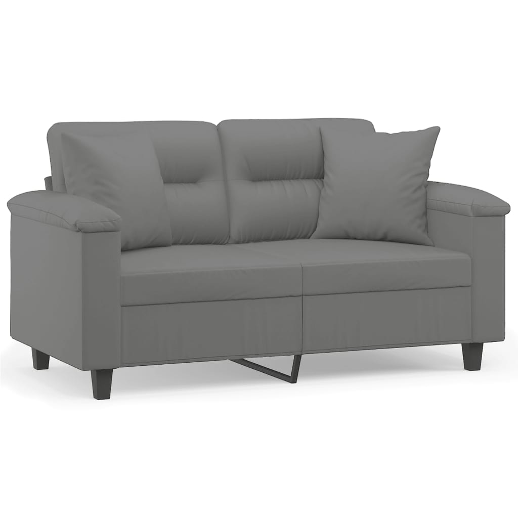 2-seater sofa with cushions dark grey 120 cm microfiber fabric