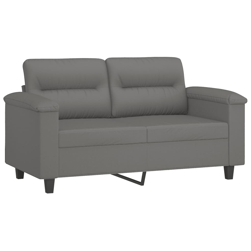 2-seater sofa with cushions dark grey 120 cm microfiber fabric
