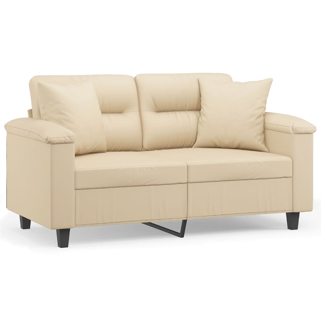 2-seater sofa with cushions cream 120 cm microfiber fabric