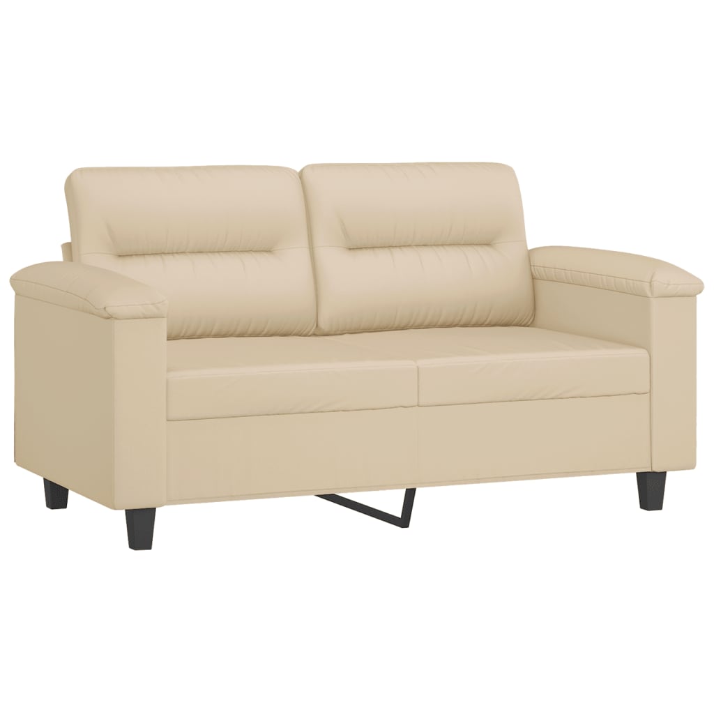 2-seater sofa with cushions cream 120 cm microfiber fabric