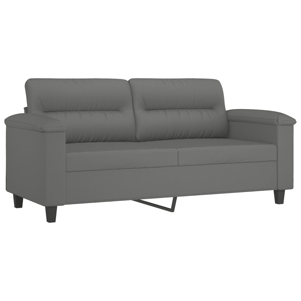 2-seater sofa with cushions dark grey 140 cm microfiber fabric