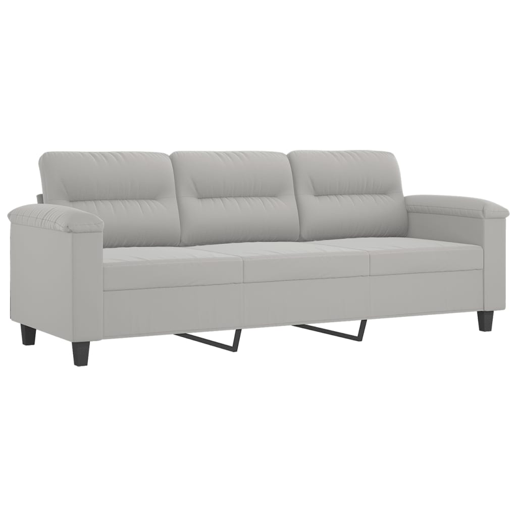 3-seater sofa with cushions light grey 180 cm microfiber fabric