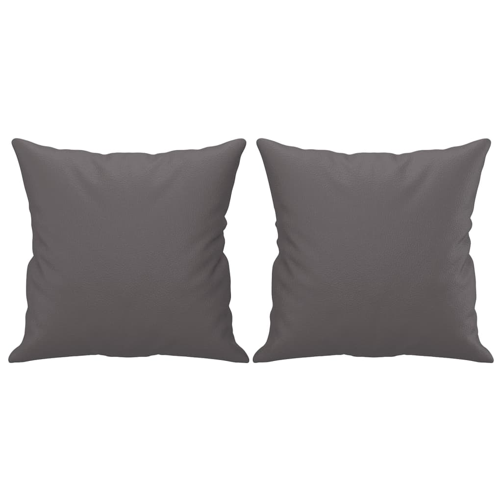 Canapé 2 places avec coussins décoratifs gris 140 cm simili cuir