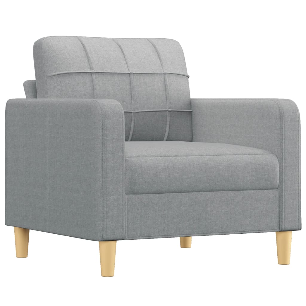 Fauteuil avec tabouret en tissu gris clair 60 cm