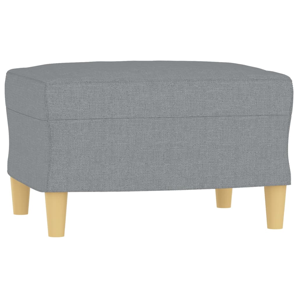 Fauteuil avec tabouret en tissu gris clair 60 cm