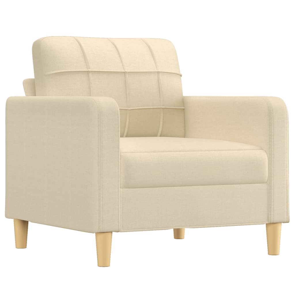 Fauteuil avec tabouret en tissu crème 60 cm