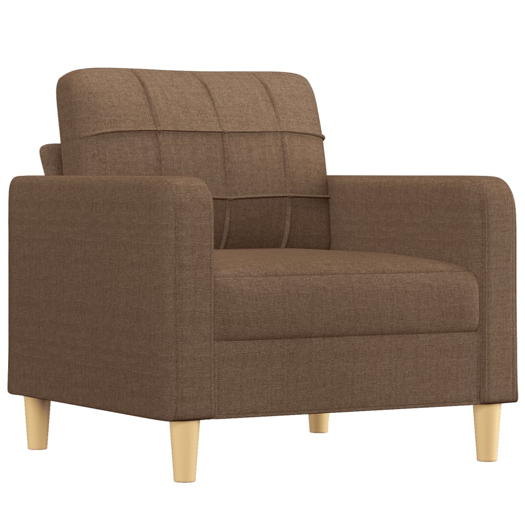 Fauteuil avec tabouret en tissu marron 60 cm