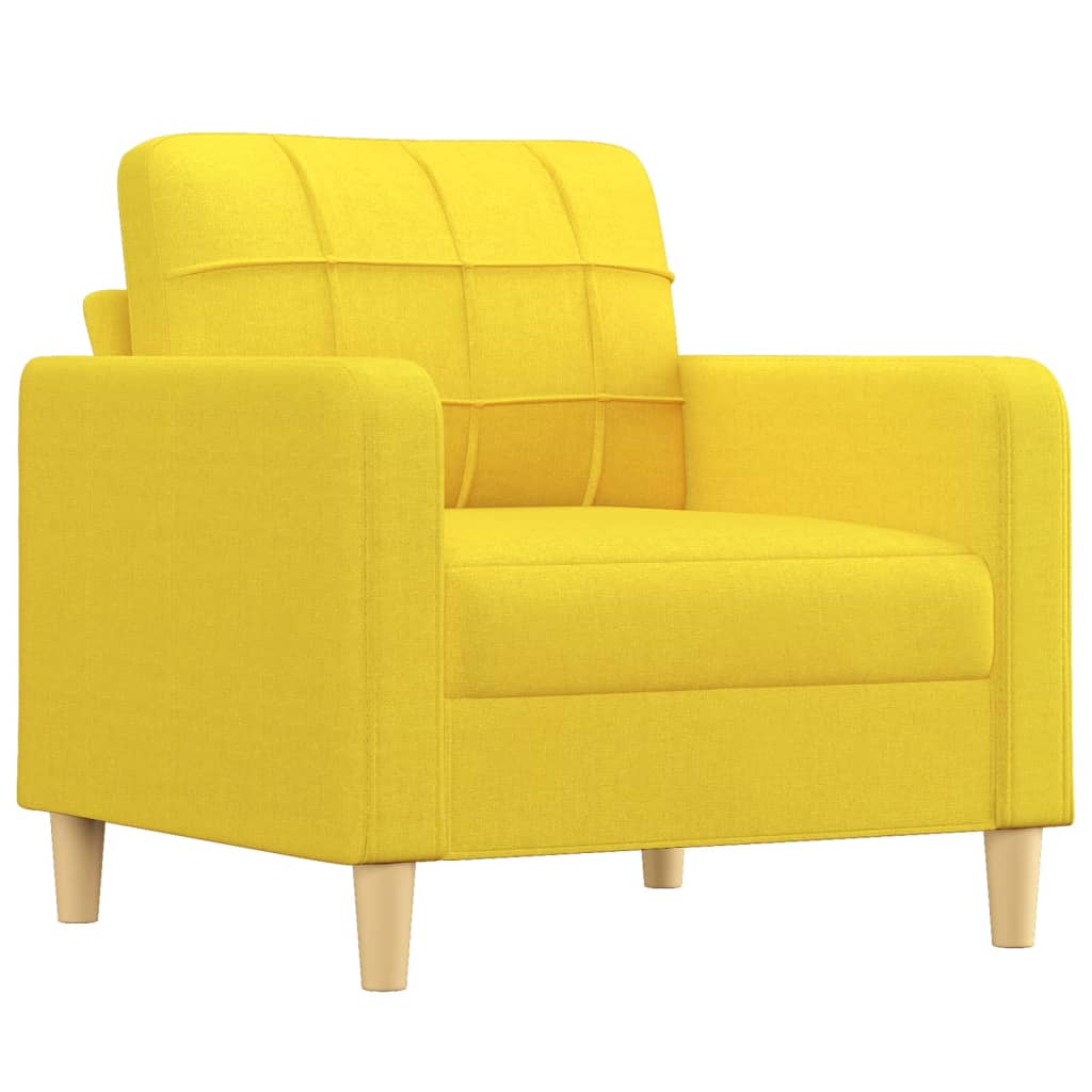 Fauteuil avec tabouret en tissu jaune clair 60 cm