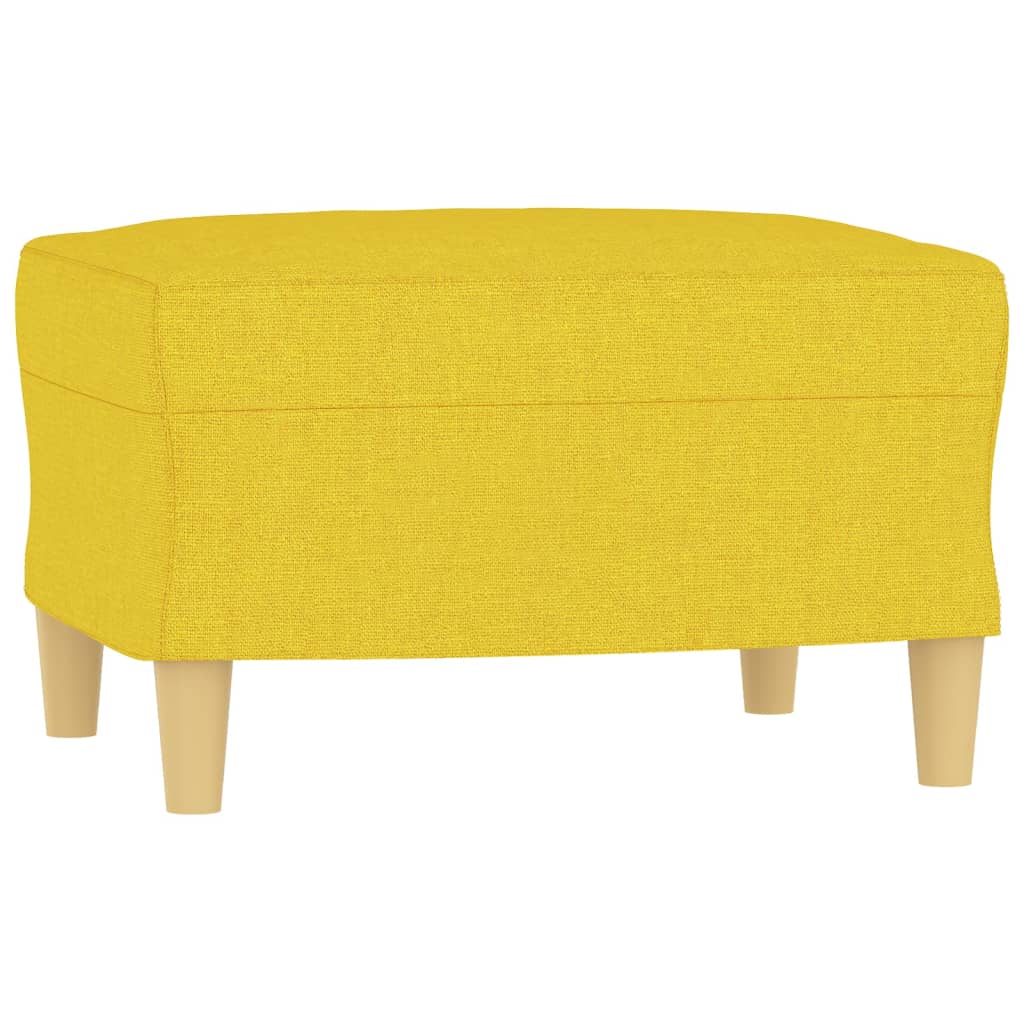 Fauteuil avec tabouret en tissu jaune clair 60 cm