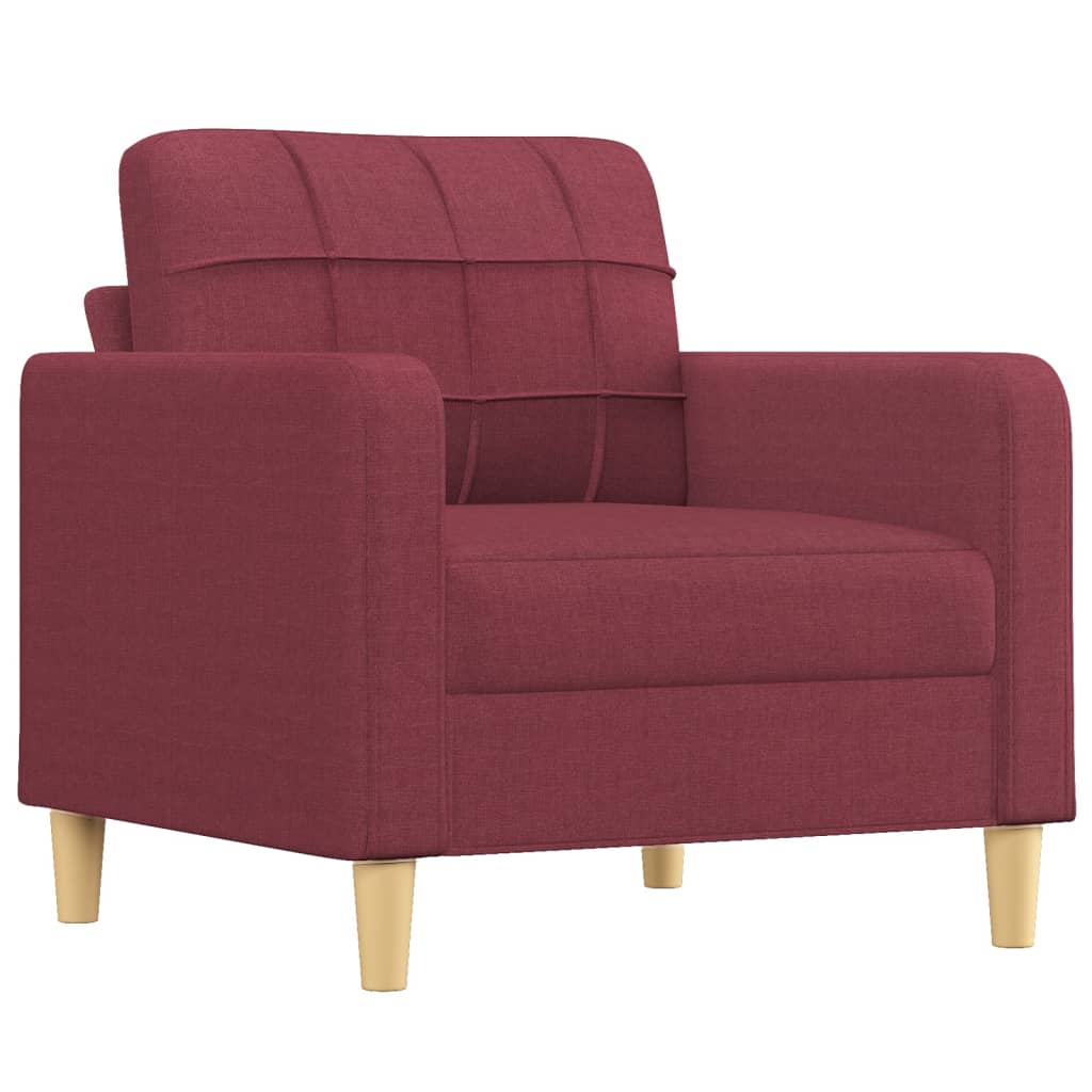 Fauteuil avec tabouret en tissu rouge vin 60 cm