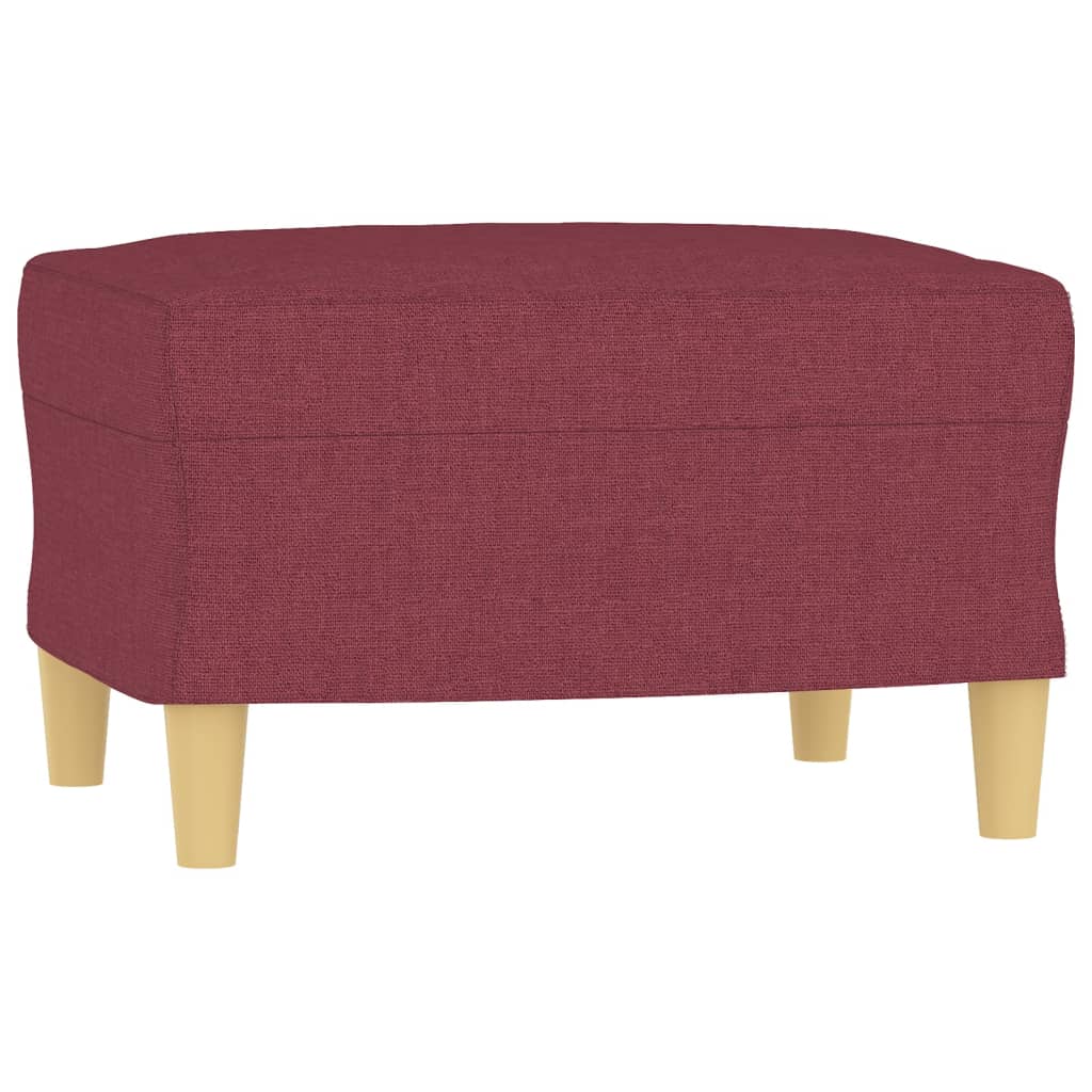 Fauteuil avec tabouret en tissu rouge vin 60 cm