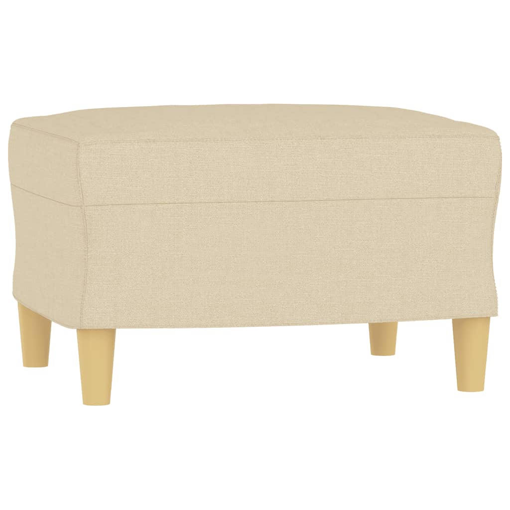 3-seater sofa with footstool cream 180 cm fabric