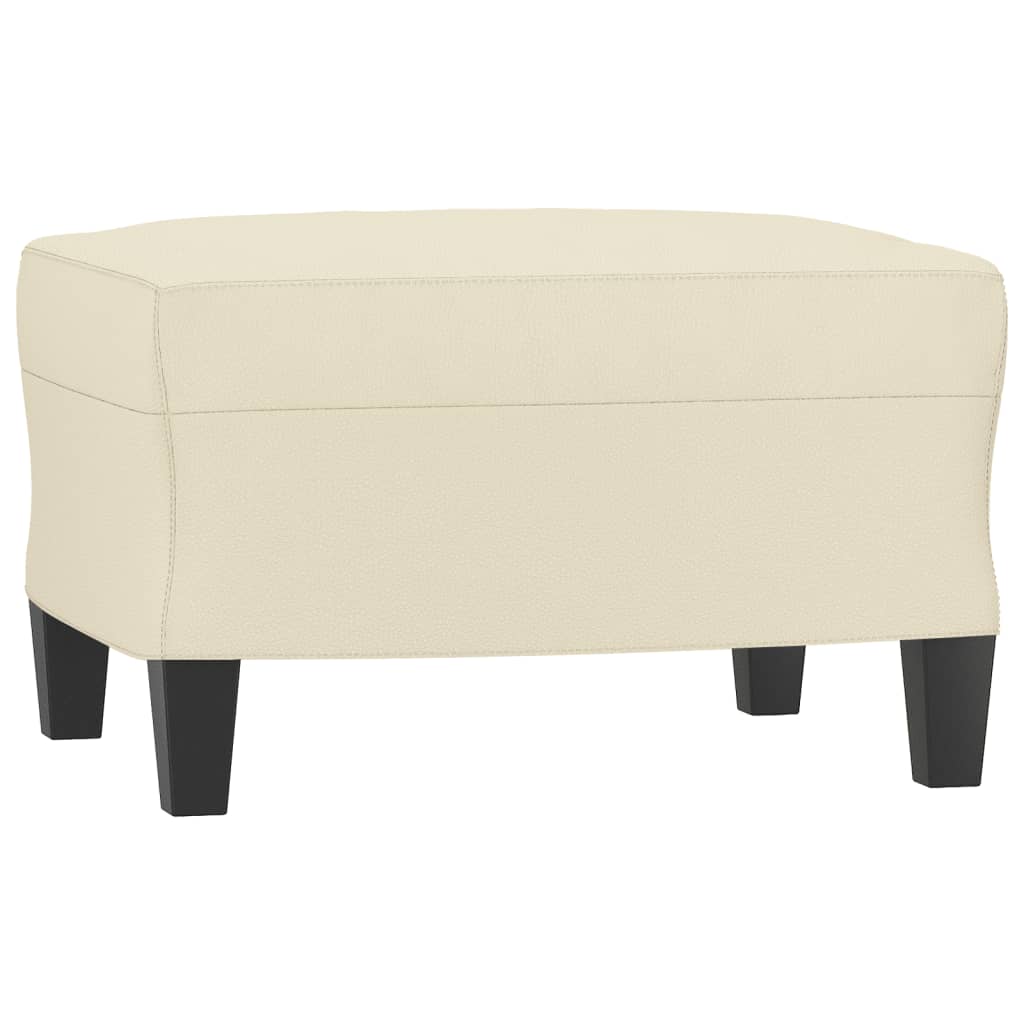 Fauteuil avec tabouret crème 60 cm simili cuir