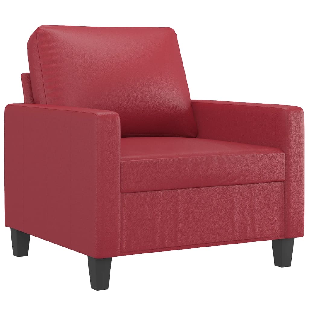 Fauteuil avec tabouret rouge vin 60 cm cuir artificiel