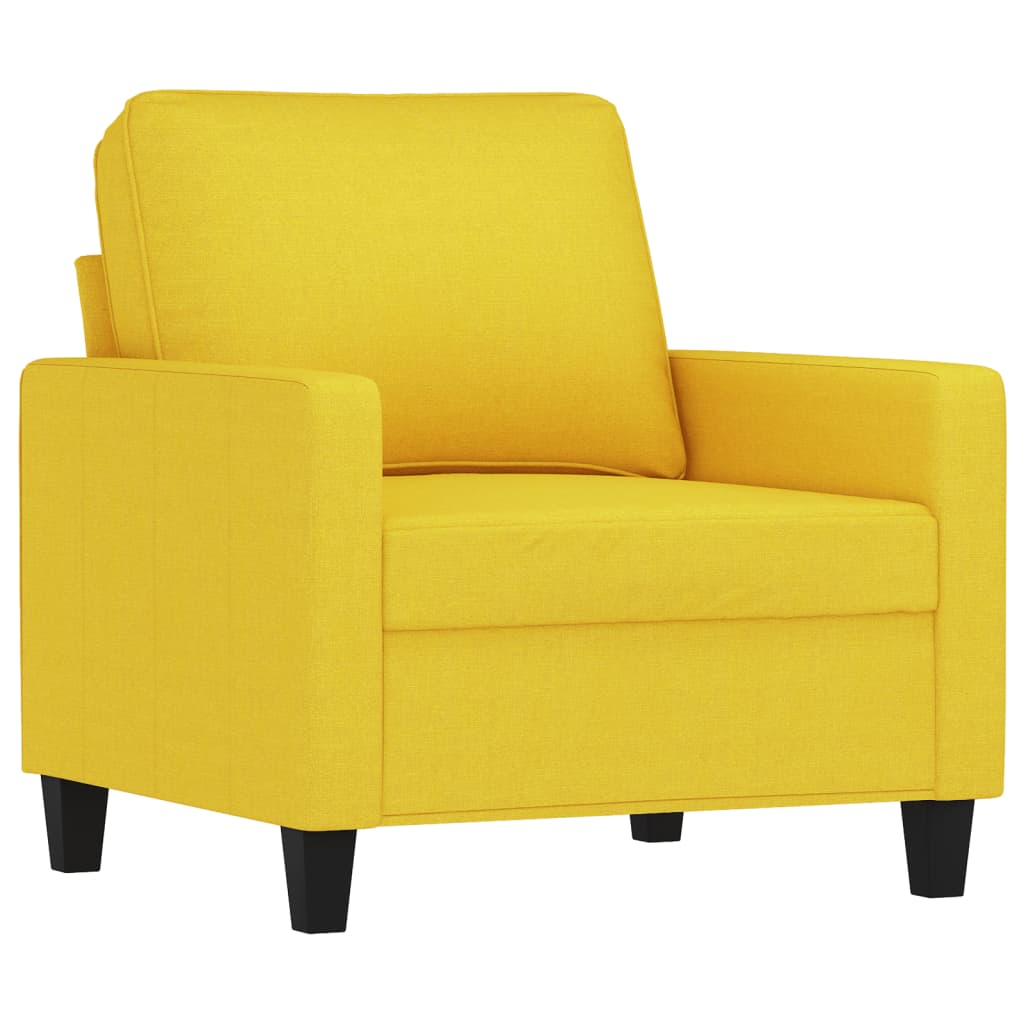 Fauteuil avec tabouret en tissu jaune clair 60 cm