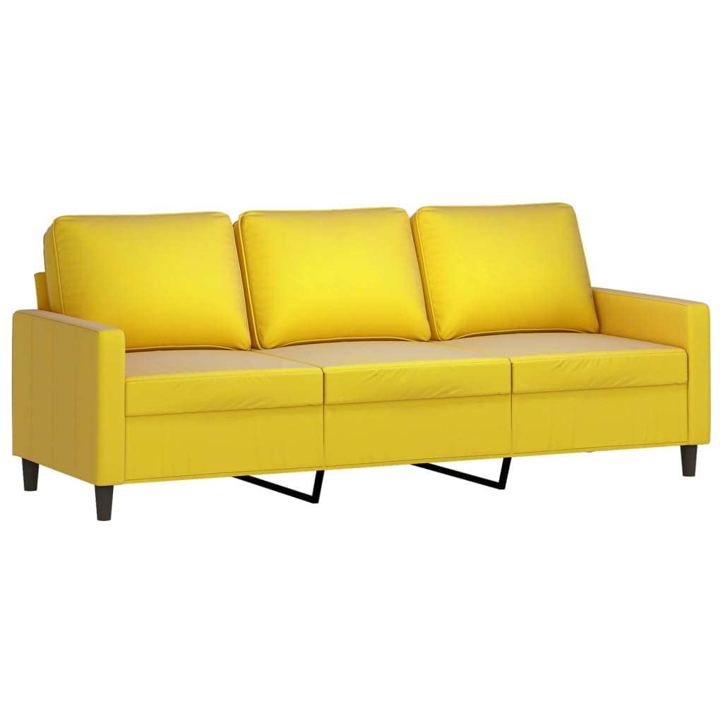 Canapé 3 places avec repose-pieds en velours jaune 180 cm